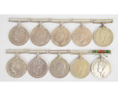 Ten British Army WW2 medals comprising War Medal (5) and Defence Medal (5)