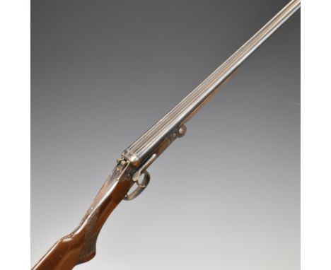Spanish .410 side by side hammer action folding poacher's shotgun with chequered semi-pistol grip and forend, double trigger 