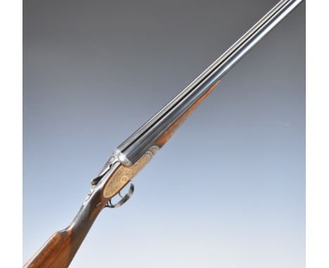 AYA No 2 12 bore side by side sidelock ejector shotgun with named and engraved hand detachable locks, engraved underside, tri