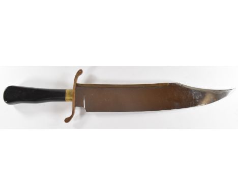 'Bowie' knife with wooden handle and brass crosspiece stamped J B and star, blade length 36cm PLEASE NOTE:- Before bidding pl