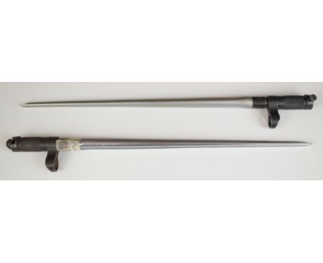 Two Chinese Type 53 bayonets with triangular 30cm blades PLEASE NOTE:- Before bidding please ensure that you are fully aware 