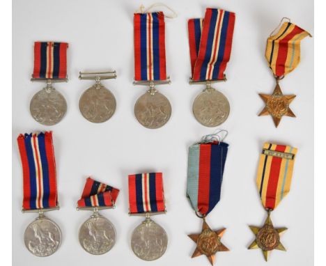 Ten British WW2 medals comprising 1939/1945 Star, two Africa Stars, one with clasp for 8th Army, and seven War Medals (10)