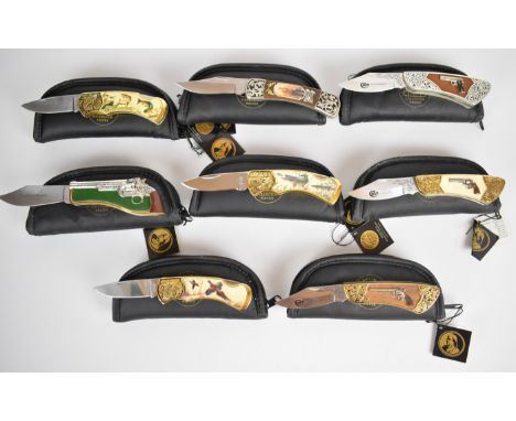 Eight Franklin Mint collector's knives including Colt, Smith & Wesson and Butch Cassidy, all in cases PLEASE NOTE:- Before bi