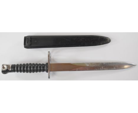 Swiss 1957 pattern bayonet with W346131 to ricasso, 24cm double edged blade and scabbard PLEASE NOTE:- Before bidding please 