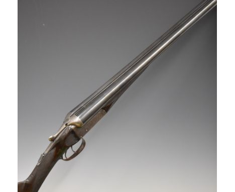 H Monk 12 bore side by side ejector shotgun with named and engraved locks, engraved underside, trigger guard, top plate, thum