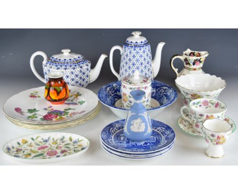 Ceramics including Minton Haddon Hall, Spode Blue Italian, two Spode Fleur de Lys teapots, four Wedgwood Cuckoo pattern dinne