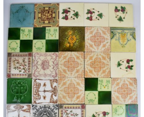 Collection of Victorian / Edwardian tiles etc, including Carter and Co, Poole, Dorset, tube lined examples etc
