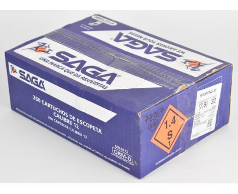 Two hundred and fifty 12 bore Saga Sporting 32g 7.5 shot cartridges, all sealed in original boxes.&nbsp;PLEASE NOTE THAT A VA