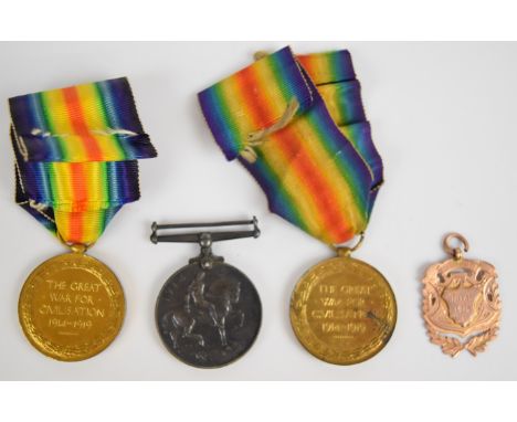 British Army WW1 medal pair named to 079756 Pte W A Ramstedt, Army Service Corps, together with a Victory Medal named to 1319