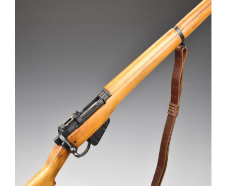 Short Magazine Lee Enfield (SMLE) No 4 Mk 2 (F) .303 bolt-action rifle with adjustable pop-up ladder sights, storage compartm