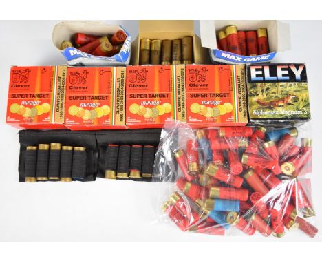 Approximately two hundred 12 bore shotgun cartridges including Mirage Super Target and Eley Alphamax 3" Magnum, some in origi