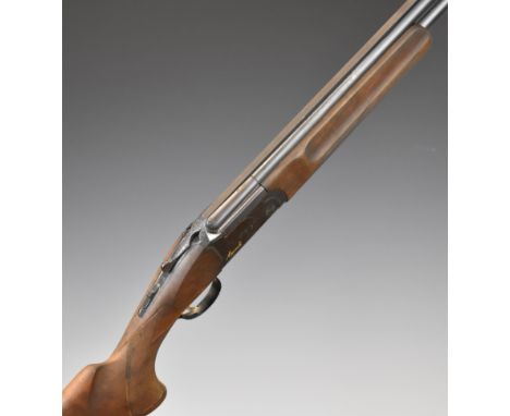 Marocchi XPro&nbsp;12 bore over and under ejector shotgun with gold named lock and underside, chequered semi-pistol grip and 