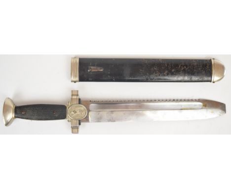 WW2 German Nazi Third Reich First Aid dagger with Ges Geschutzt to ricasso, 27cm serrated blade and scabbard PLEASE NOTE:- Be