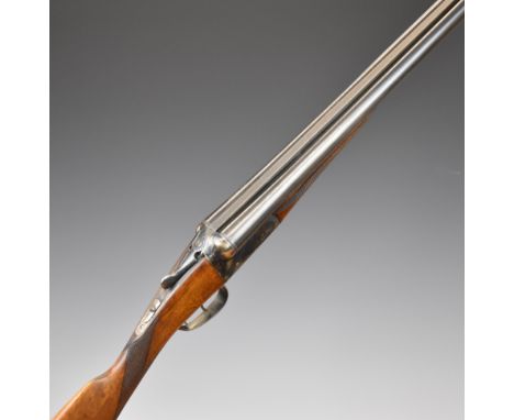 AYA Yeoman 12 bore side by side shotgun with chequered grip and forend, double trigger and named 28 inch barrels choked cylin