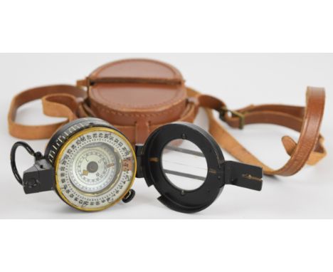 British WW2 compass marked T G Co Ltd No 29012 with broad arrow mark, dated 1944 Mk III with leather case
