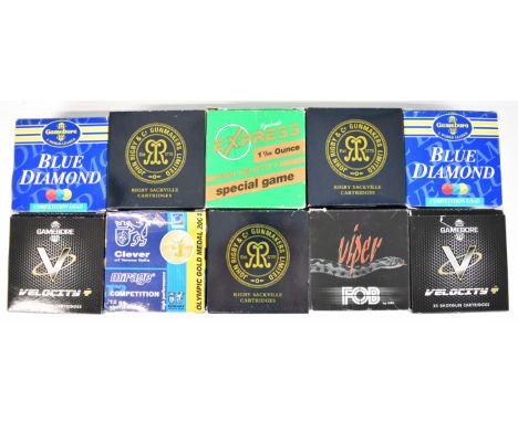 Two hundred and fifty 12 bore shotgun cartridges including Rigby Sackville, Gamebore Blue Diamond, Gamebore Velocity, Lyalval