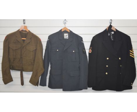 British Army khaki battle dress blouse with Monmouthshire shoulder titles and Lieutenant shoulder rank slides, Royal Air Forc