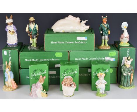 Beswick storybook / Country Folk figures including Beatrix Potter gold edition Peter and the Red Pocket Handkerchief, Tom Kit