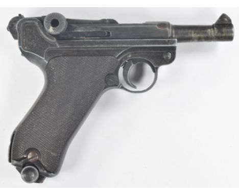 Japanese replica German Luger semi-automatic pistol with chequered composite grips, NVSN.  PLEASE NOTE:- Before bidding pleas