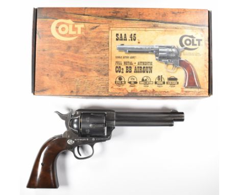 Umarex Colt SAA .45 Single Action Army .177 CO2 air pistol / revolver with faux wood grips, serial number 21K180248, in origi
