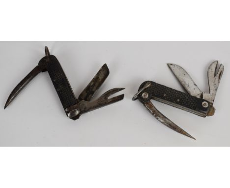Two clasp knives, one marked with broad arrow mark 1942, Venture, H M Slater, longest blade 6.5cm PLEASE NOTE:- Before biddin