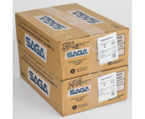 Five hundred 12 bore Saga 2&frac34;" Magnum 44g 2 shot cartridges, all sealed in original boxes.&nbsp;PLEASE NOTE THAT A VALI