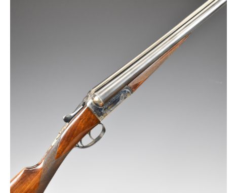 AYA 12 bore side by side ejector shotgun with&nbsp;named and engraved locks, engraved underside, trigger guard, top plate and
