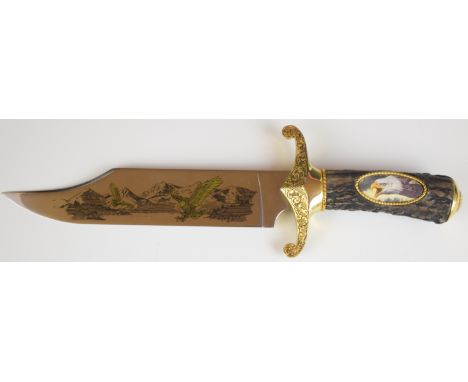 Franklin Mint 'Bowie' knife with 23cm decorated blade and eagle decoration to grip PLEASE NOTE:- Before bidding please ensure