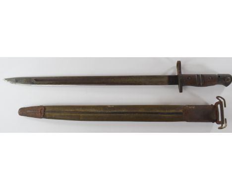 American WW1 1917 pattern Remington bayonet with good stamps to ricasso, a 43cm fullered blade and scabbard PLEASE NOTE:- Bef