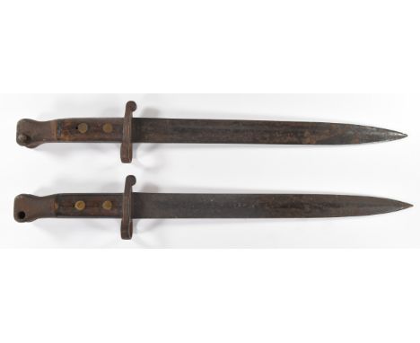 Two British 1888 pattern Lee Metford bayonets with some stamps to ricasso and 30cm double edged blades PLEASE NOTE:- Before b