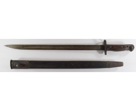 British WW1 1907 pattern Wilkinson bayonet with good stamps to ricasso, a 43.5cm fullered blade and scabbard PLEASE NOTE:- Be