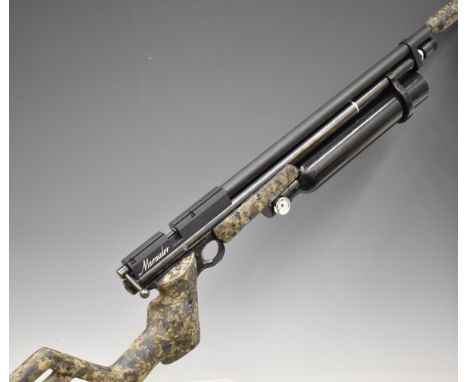 Benjamin Marauder .22 PCP air rifle with Lane regulator, camouflage pistol grip, skeleton stock, Weihrauch sound moderator an