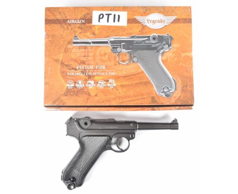 Umarex The Spirit of Legends P.08 Luger style .177 CO2 air pistol with chequered grips, serial number 21J041697, in original 