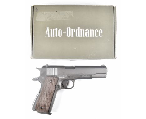 Cybergun Auto-Ordnance 1911 A1 US Army .177 CO2 air pistol with chequered faux wooden grips and multi-shot magazine, serial n