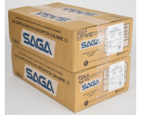 Five hundred 12 bore Saga 3" Magnum 50g 1 shot cartridges, all sealed in original boxes.&nbsp;PLEASE NOTE THAT A VALID RELEVA