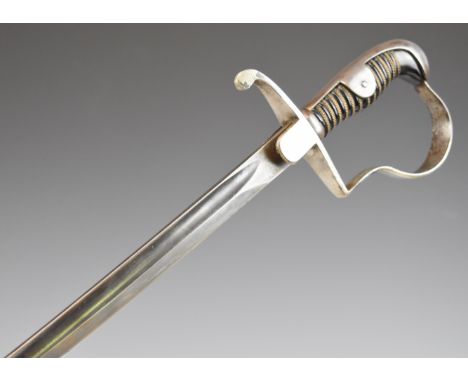German 19thC stirrup hilt Cavalry sword with wire bound grip and 80cm fullered blade PLEASE NOTE:- Before bidding please ensu