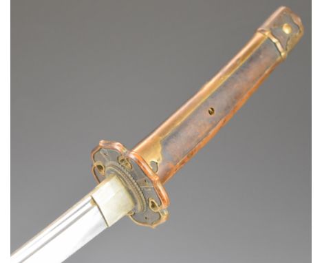 Japanese Samurai sword with decorated grip, 56cm blade and decorated scabbard PLEASE NOTE:- Before bidding please ensure that