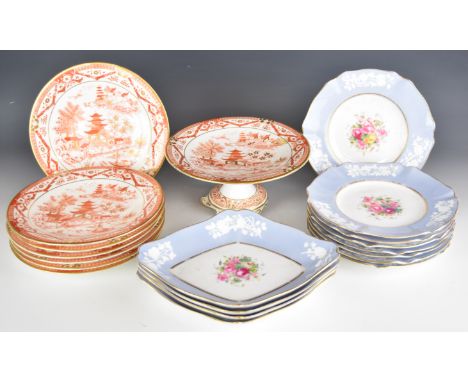 Spode Copelands china and Worcester Grainger and Co dessert services, approximately 21 pieces, tallest 18cm