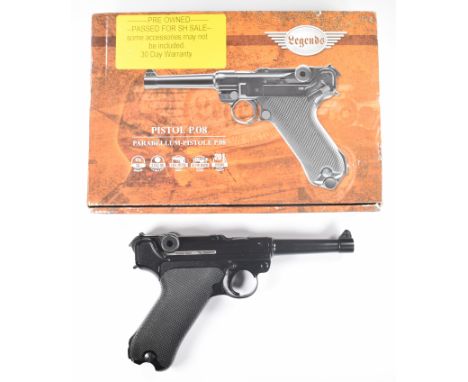 Umarex The Spirit of Legends P.08 Luger style .177 CO2 air pistol with chequered grips, serial number 20J04610, in original b