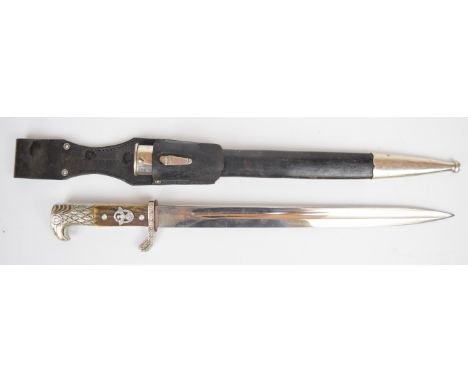 WW2 German Nazi Third Reich Police dress bayonet with Carl Eikhorn Solingen and maker's mark to ricasso, PS to crosspiece, 56