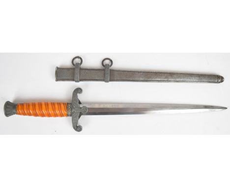 WW2 German Nazi Third Reich dagger with composite grip, WKC Solingen and maker's mark to ricasso, 25cm double edged blade and