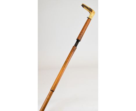Dumonthier 9.1mm (Waling Stick) walking stick shotgun with stags antler handle, graduated cane stamped '11', twist and pull b
