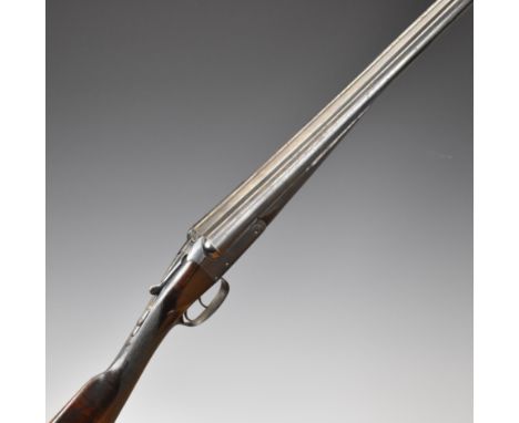 Westley Richards 16 bore side by side shotgun with chequered grip and forend, carved teardrop to the wrist, vacant cartouche 