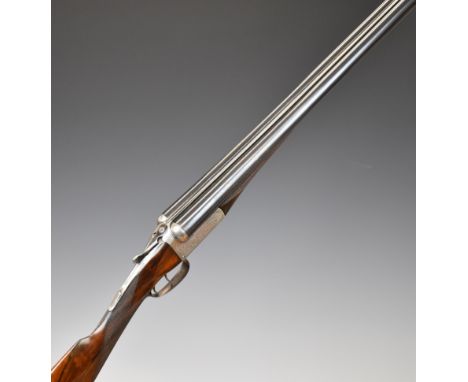 Armstrong &amp; Co 12 bore side by side ejector shotgun with named and engraved locks, engraved underside, trigger guard, fen