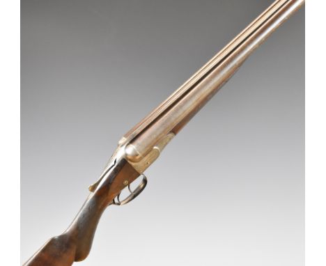 WW Greener 12 bore&nbsp;side by side shotgun with named and engraved locks, engraved underside, trigger guard and thumb lever