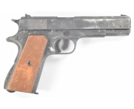 BBM Bruni 8mm blank firing pistol with chequered wooden grips and multi-shot magazine, NVSN PLEASE NOTE:- Before bidding plea
