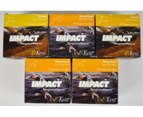 One hundred and twenty five 20 bore Kent Impact Tungsten Matrix 20g non-toxic shotgun cartridges, all in original boxes.&nbsp