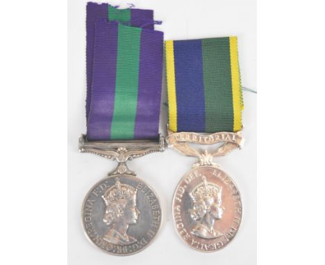 British Army General Service Medal with clasp for Malaya named to 23226257 Pte Lynch RAOC, together with a Territorial Effici