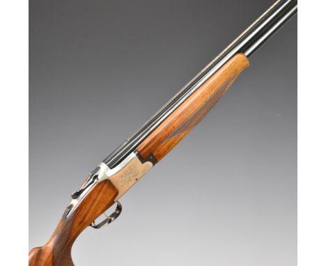 Laurona 12 bore over and under ejector shotgun&nbsp;with engraved lock, underside and thumb lever, chequered semi-pistol grip