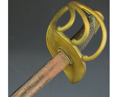 French early 19thC pattern Heavy Cavalry sword with four bar hilt stamped 4681864 and 98cm blade PLEASE NOTE:- Before bidding
